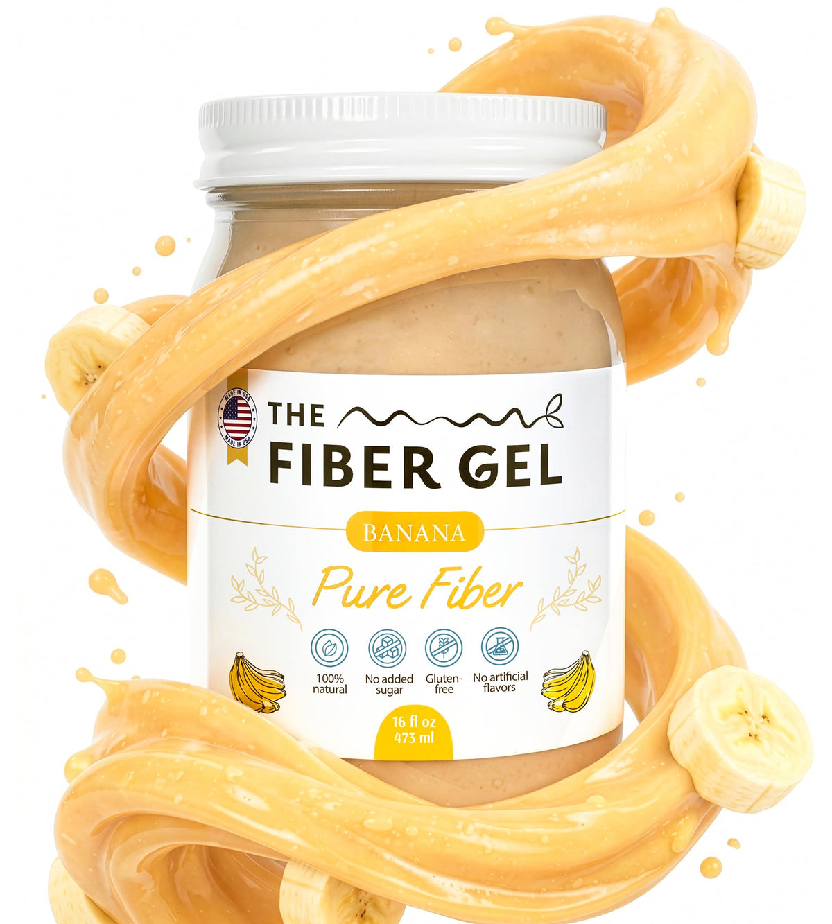 The Fiber Gel High Fiber Formula Banana 16 oz front view