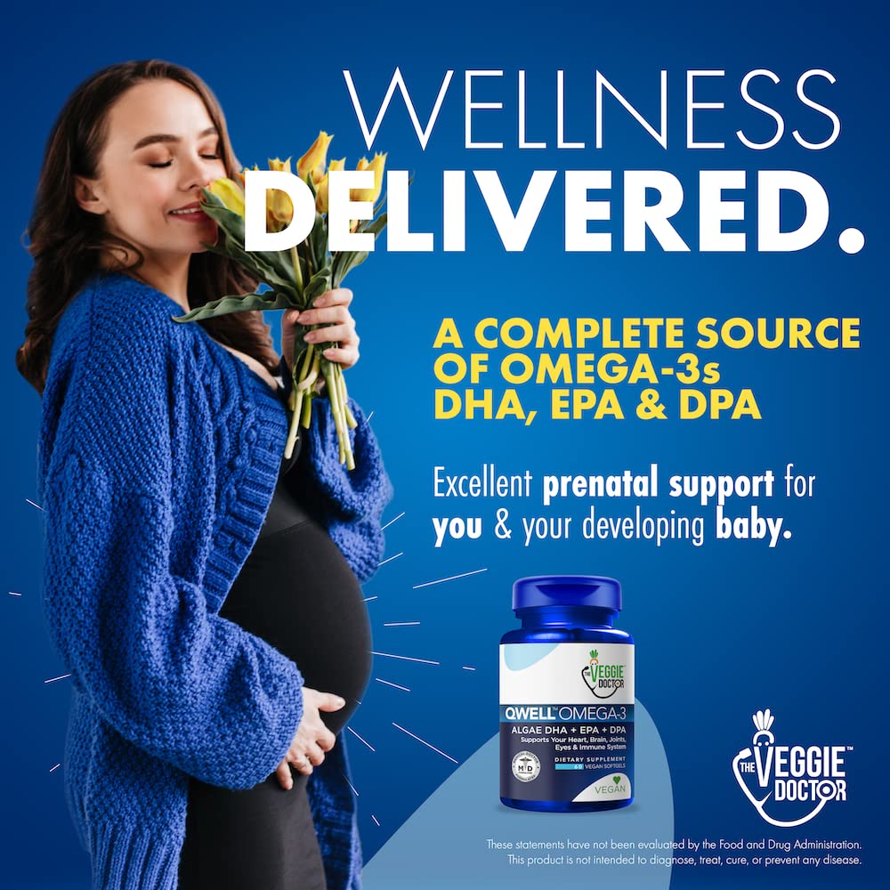 The Veggie Doctor Vegan Omega 3 Supplement bottle with a green background