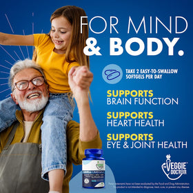 The Veggie Doctor Vegan Omega 3 Supplement capsules close-up