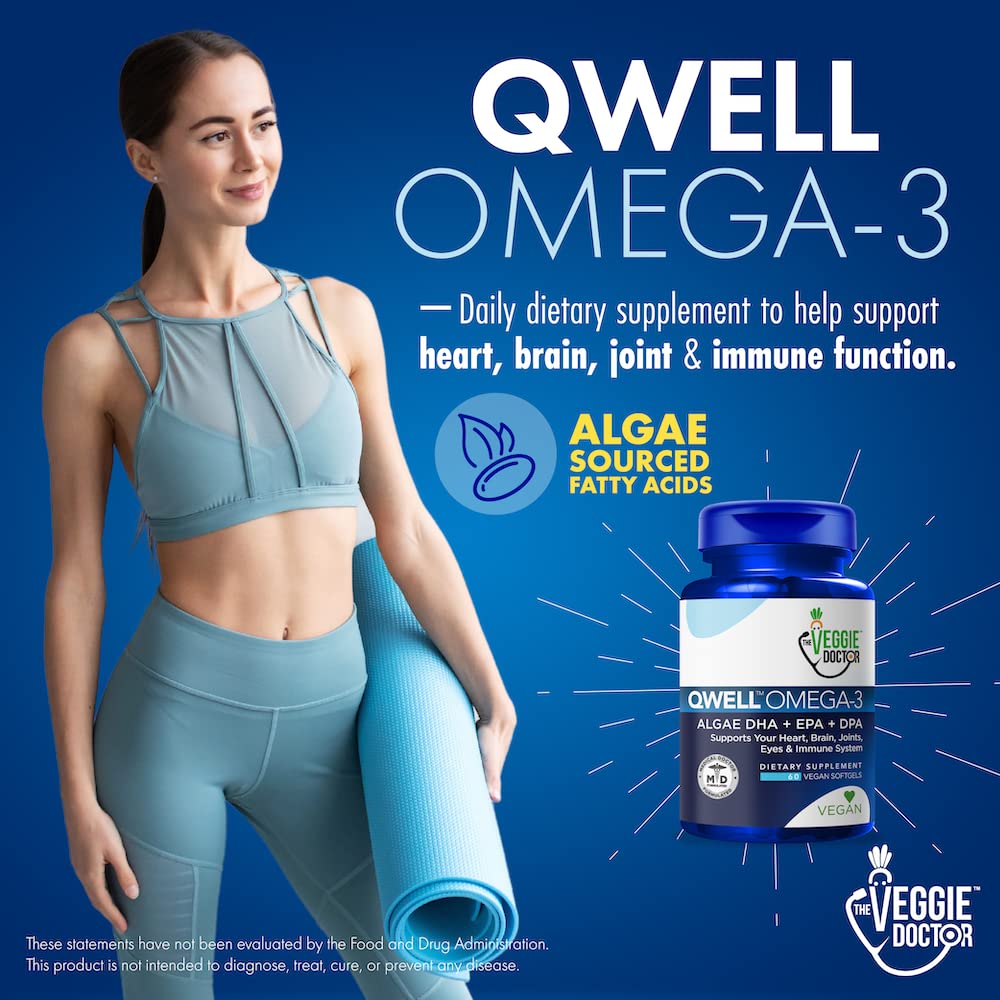The Veggie Doctor Vegan Omega 3 Supplement capsules on a wooden surface