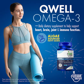 The Veggie Doctor Vegan Omega 3 Supplement capsules on a wooden surface