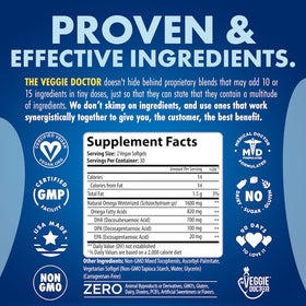 The Veggie Doctor Vegan Omega 3 Supplement packaging side view