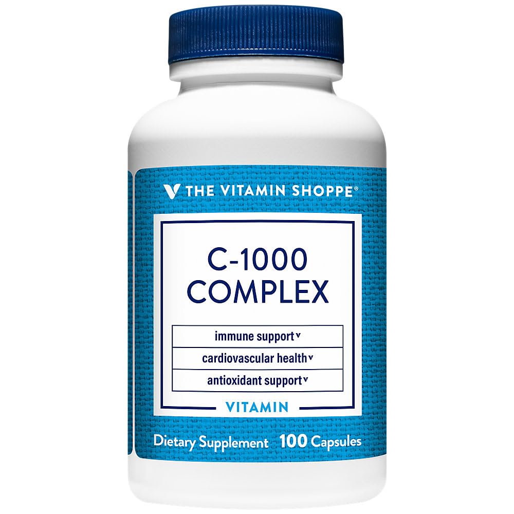 The Vitamin Shoppe C-1000 Complex 1,000MG capsules with measuring spoon