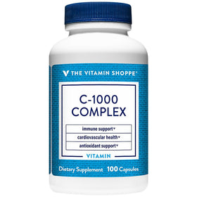 The Vitamin Shoppe C-1000 Complex 1,000MG capsules with measuring spoon