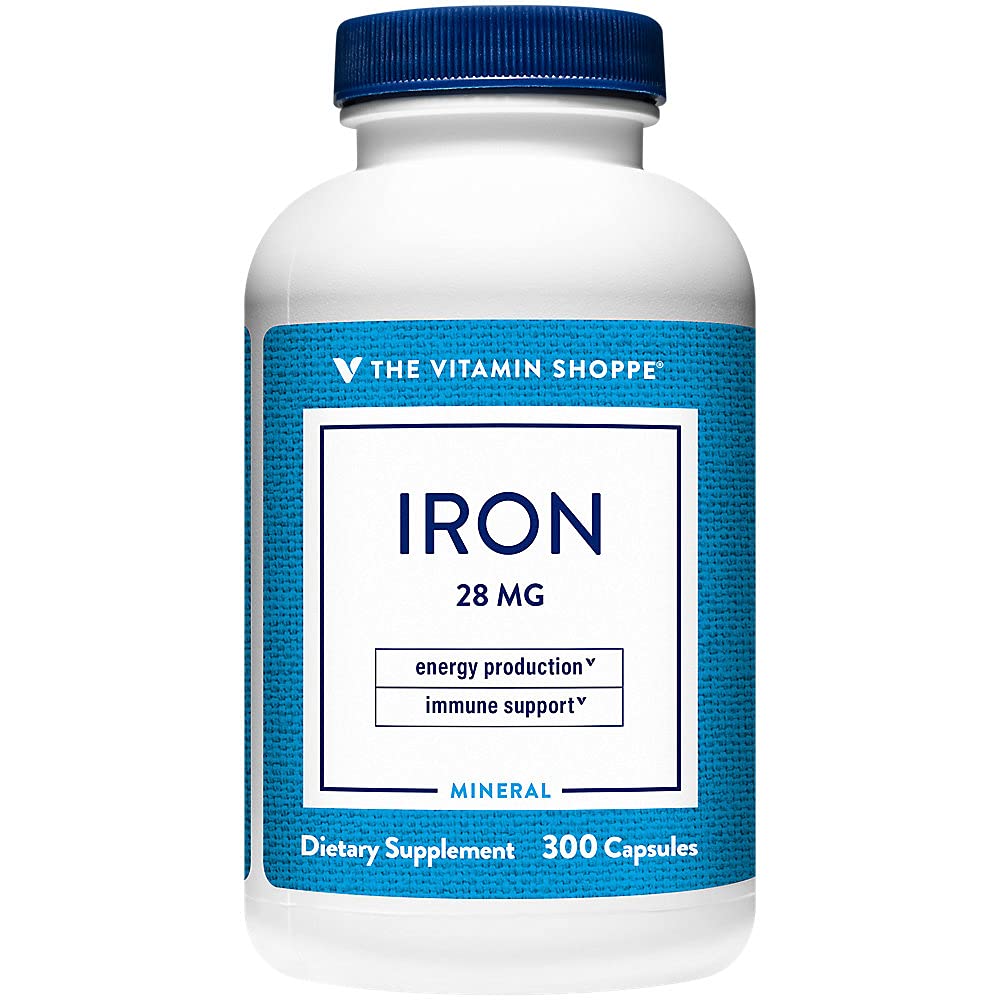 The Vitamin Shoppe Iron 28MG 300 Capsules front view