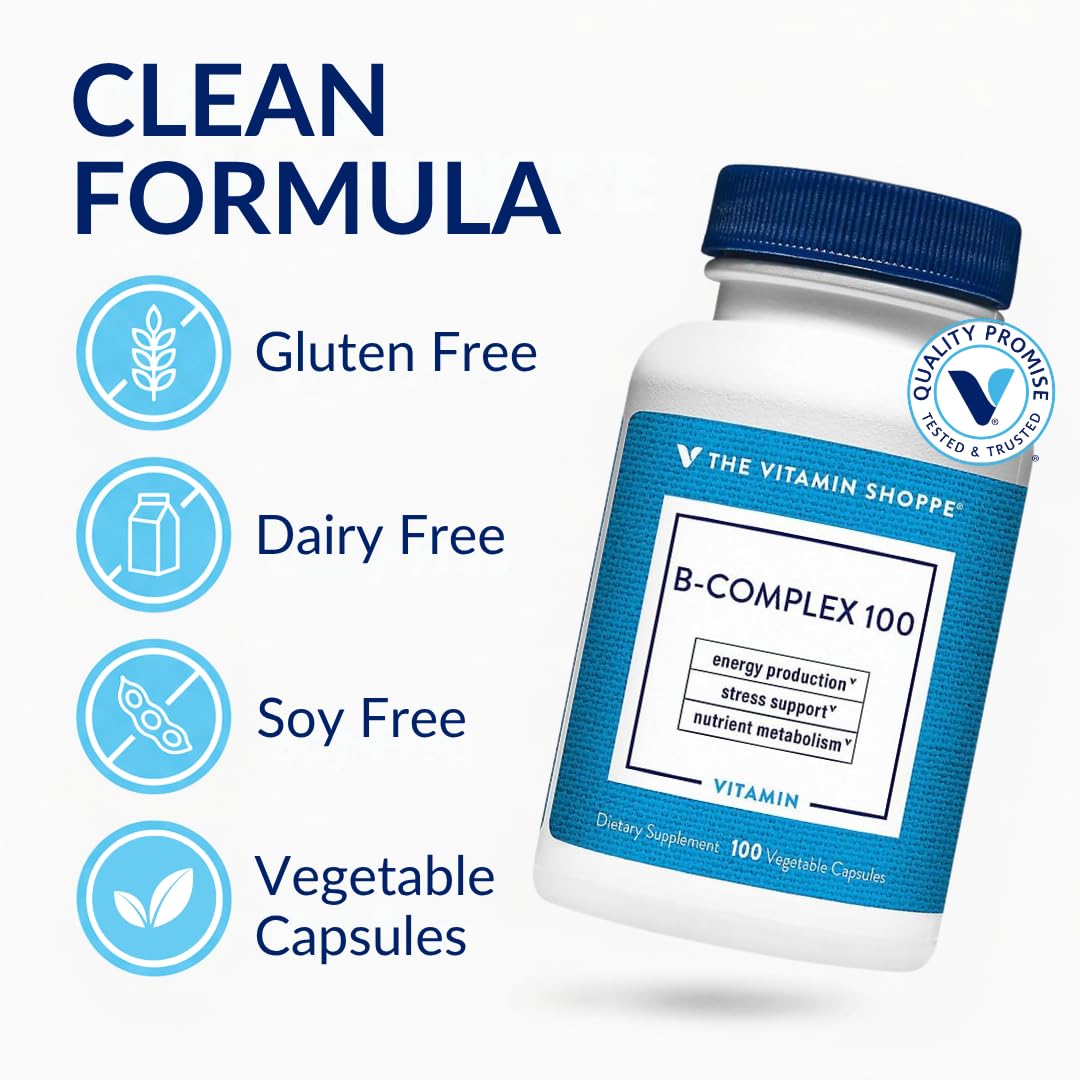 The Vitamin Shoppe Vitamin B-Complex vegetable capsules close-up