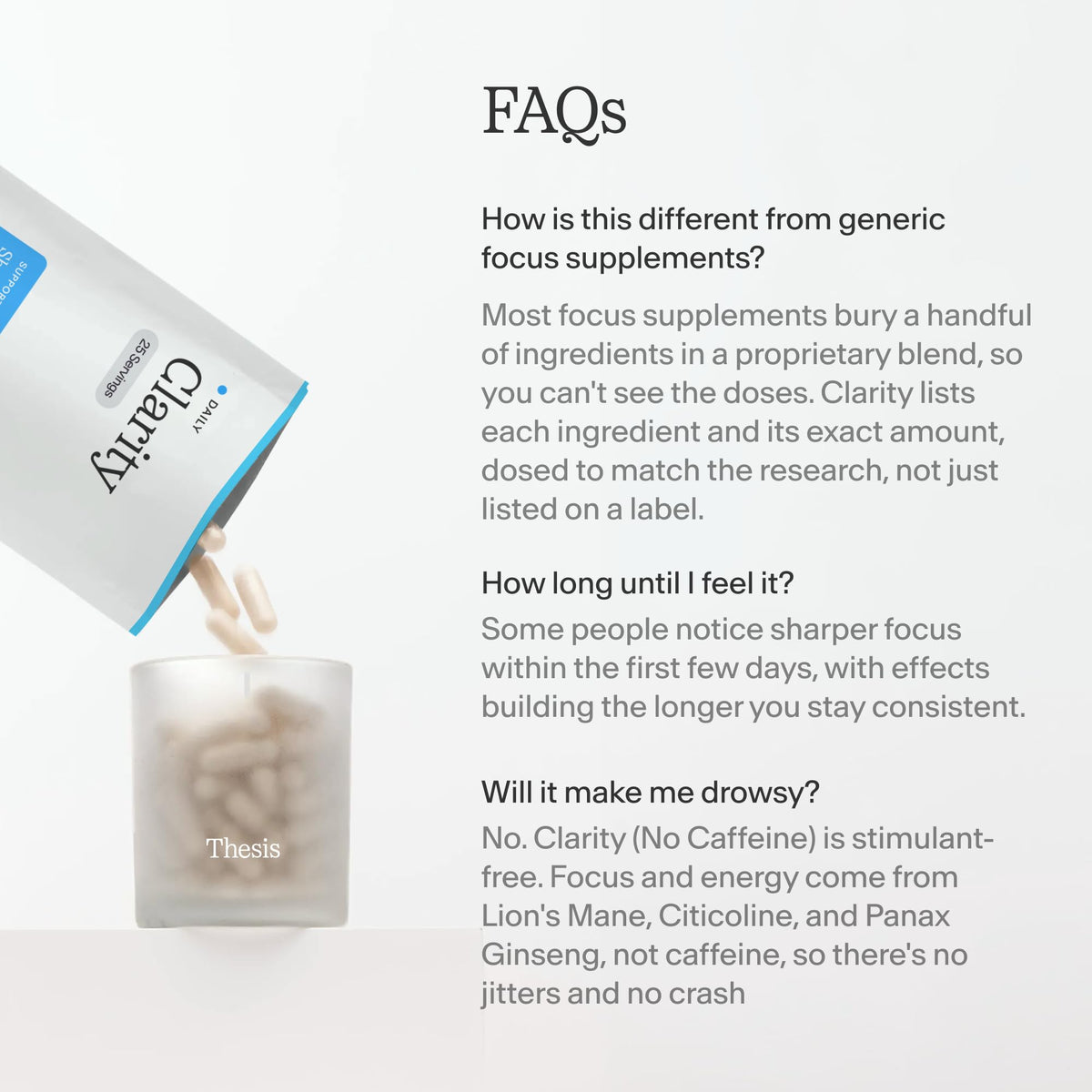 THESIS Clarity Nootropic Supplement with study materials