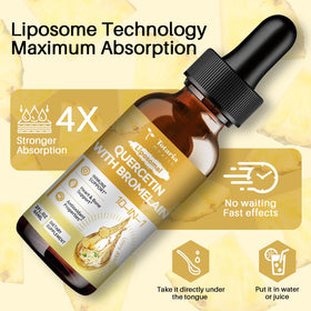 Totaria Liposomal Quercetin Liquid Drops in a glass of water