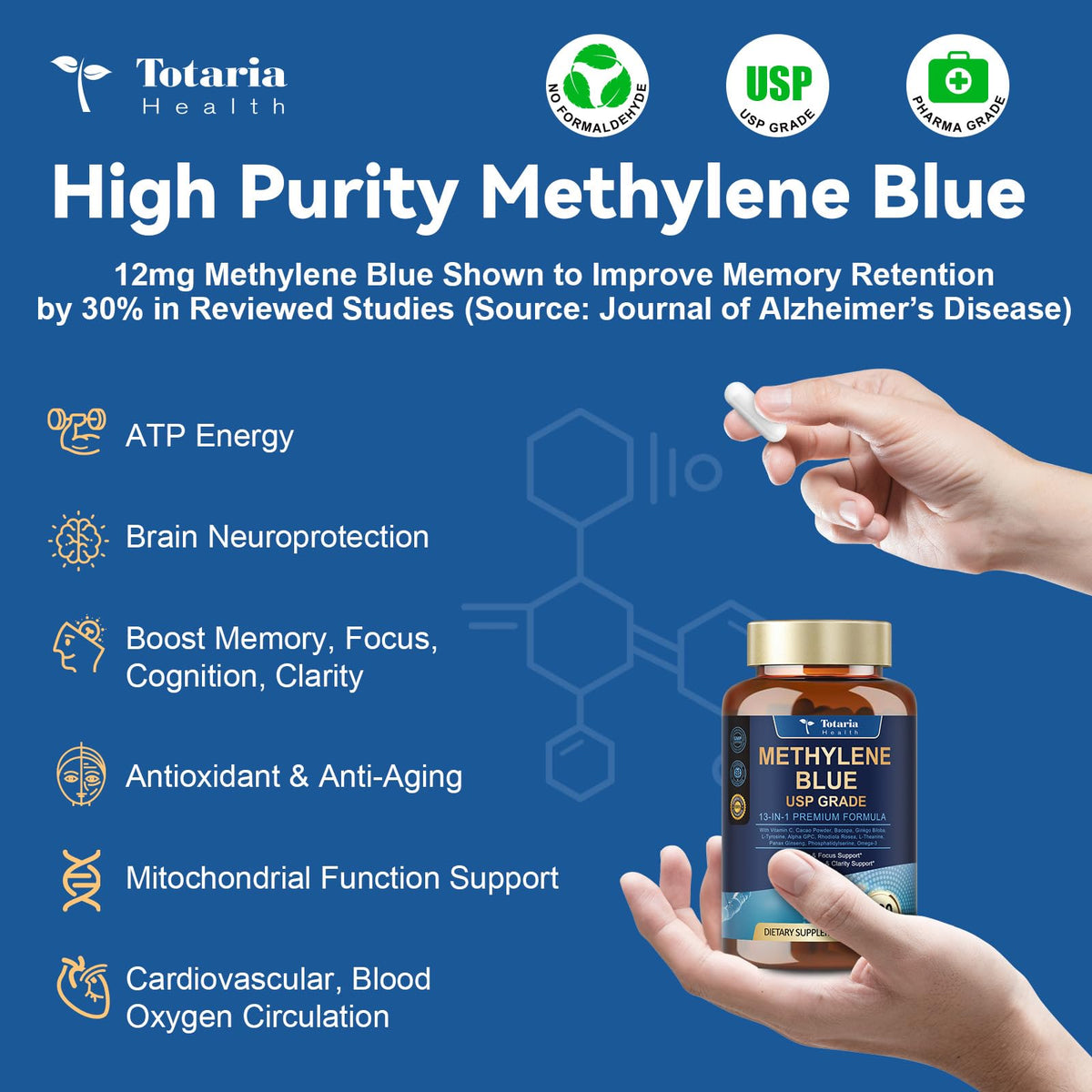 Totaria Methylene Blue 13-in-1 Brain Formula ingredient list