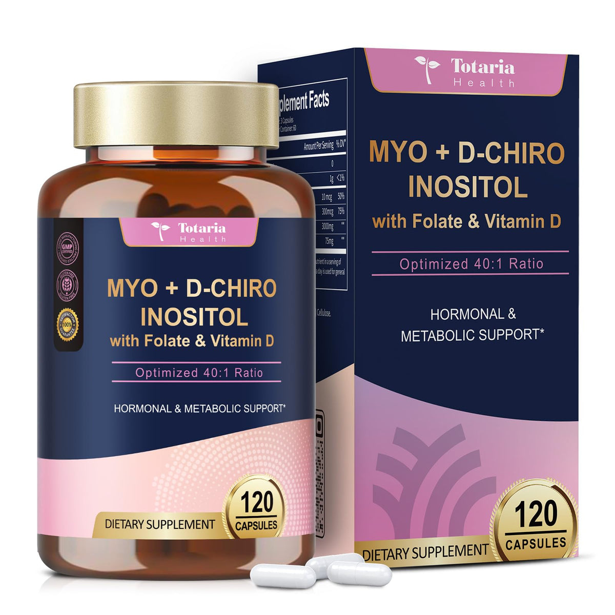 Totaria Myo-Inositol & D-Chiro Inositol Capsules bottle front view