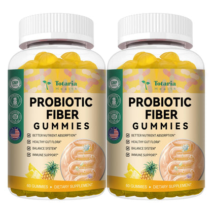 Totaria Probiotic Fiber Gummies front view with pineapple flavour