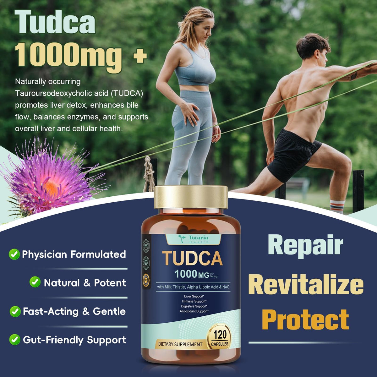 Totaria TUDCA Liver Support Supplement capsules in hand