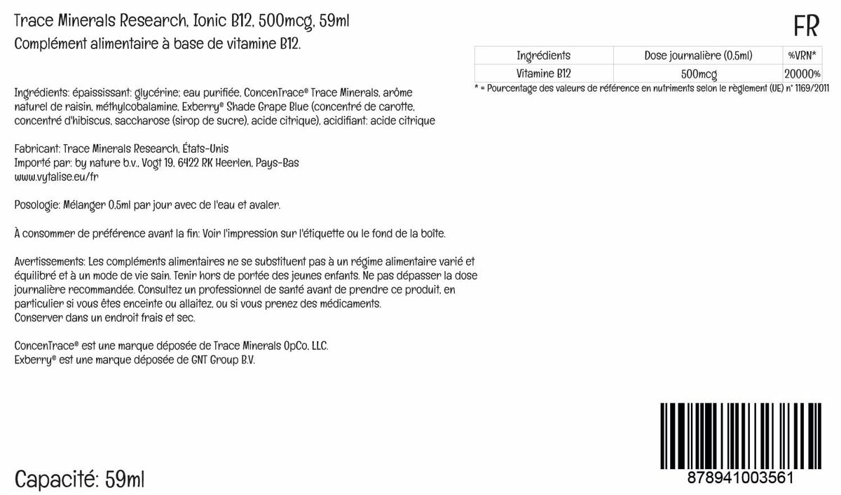 Trace Minerals Liquid Ionic Vitamin B12 1000 mcg packaging