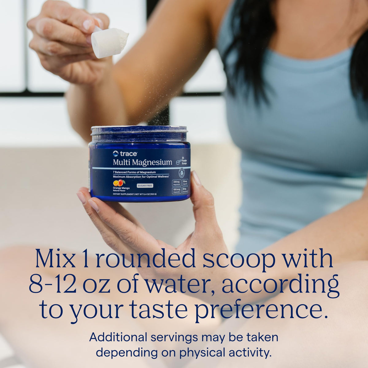 Trace Minerals Multi Magnesium Complex Powder mixed in a glass of water