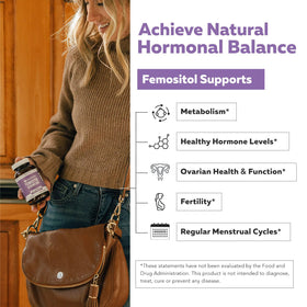 Triquetra Health Femositol Myo-Inositol & D-Chiro Inositol capsules on a wooden table