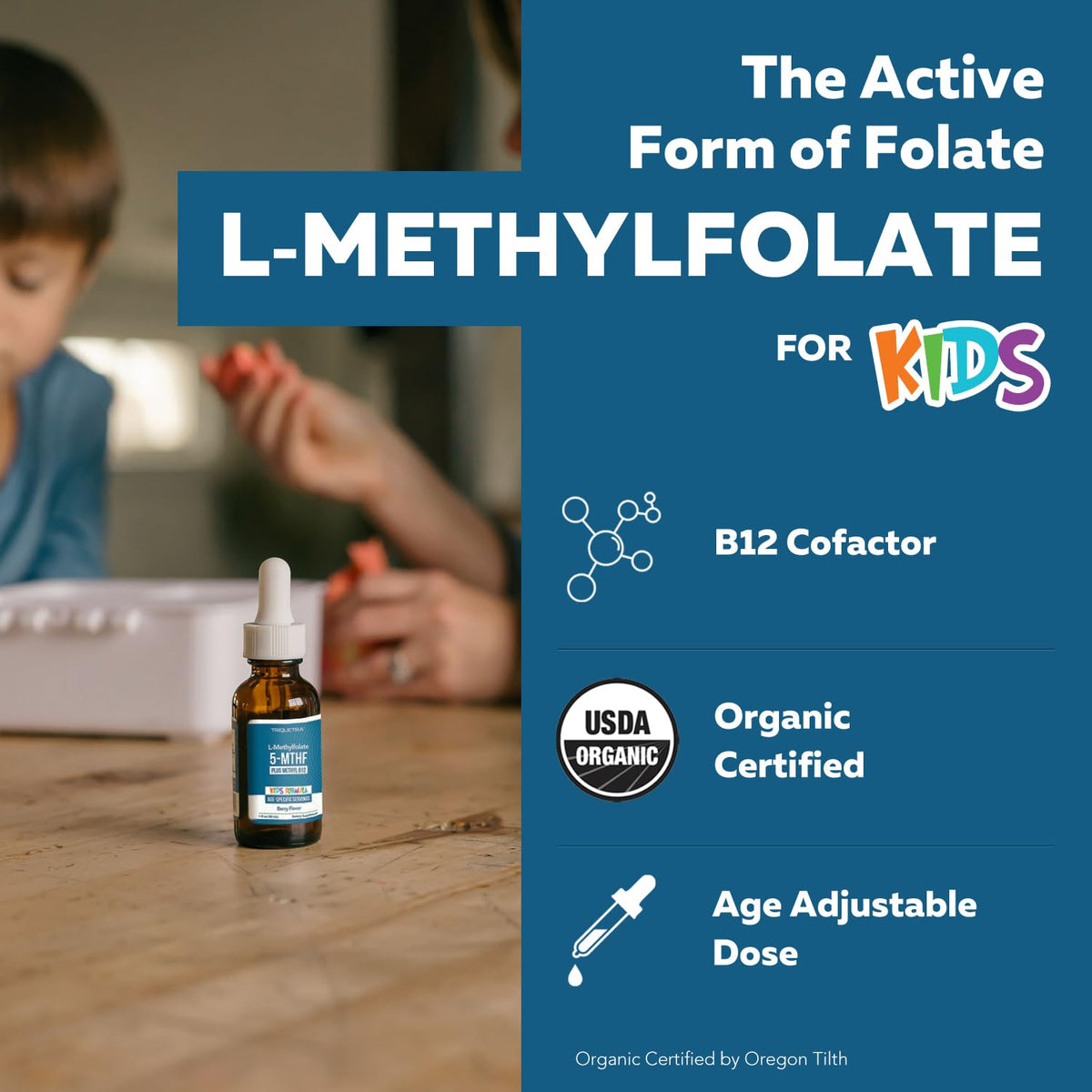 Triquetra Health Organic Kids L-Methylfolate bottle label