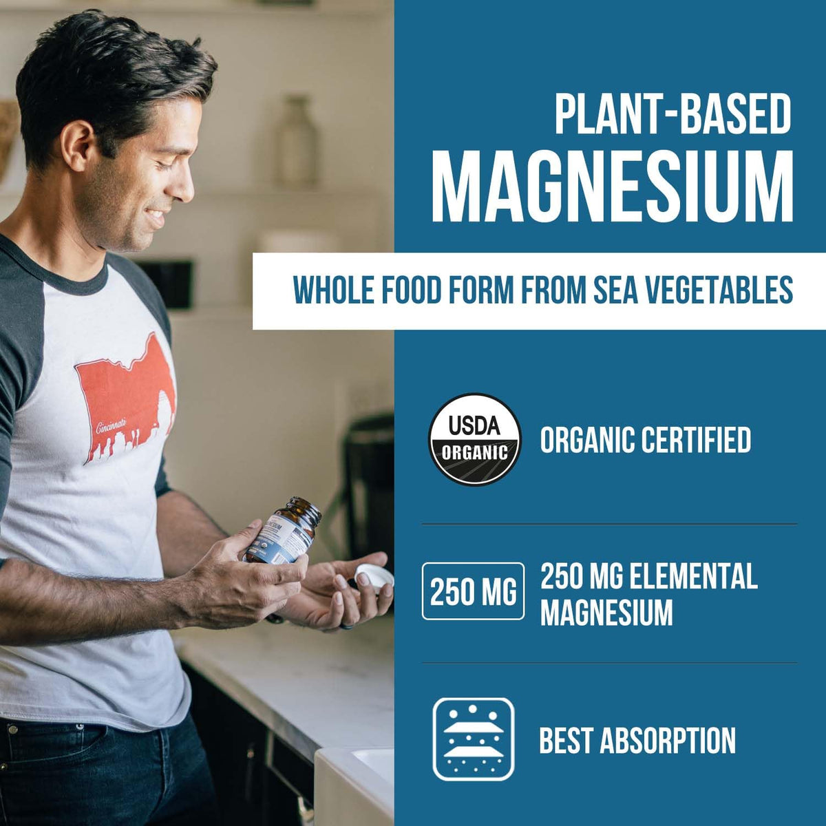 Triquetra Health Organic Whole Food Magnesium Supplement side view showing capsules