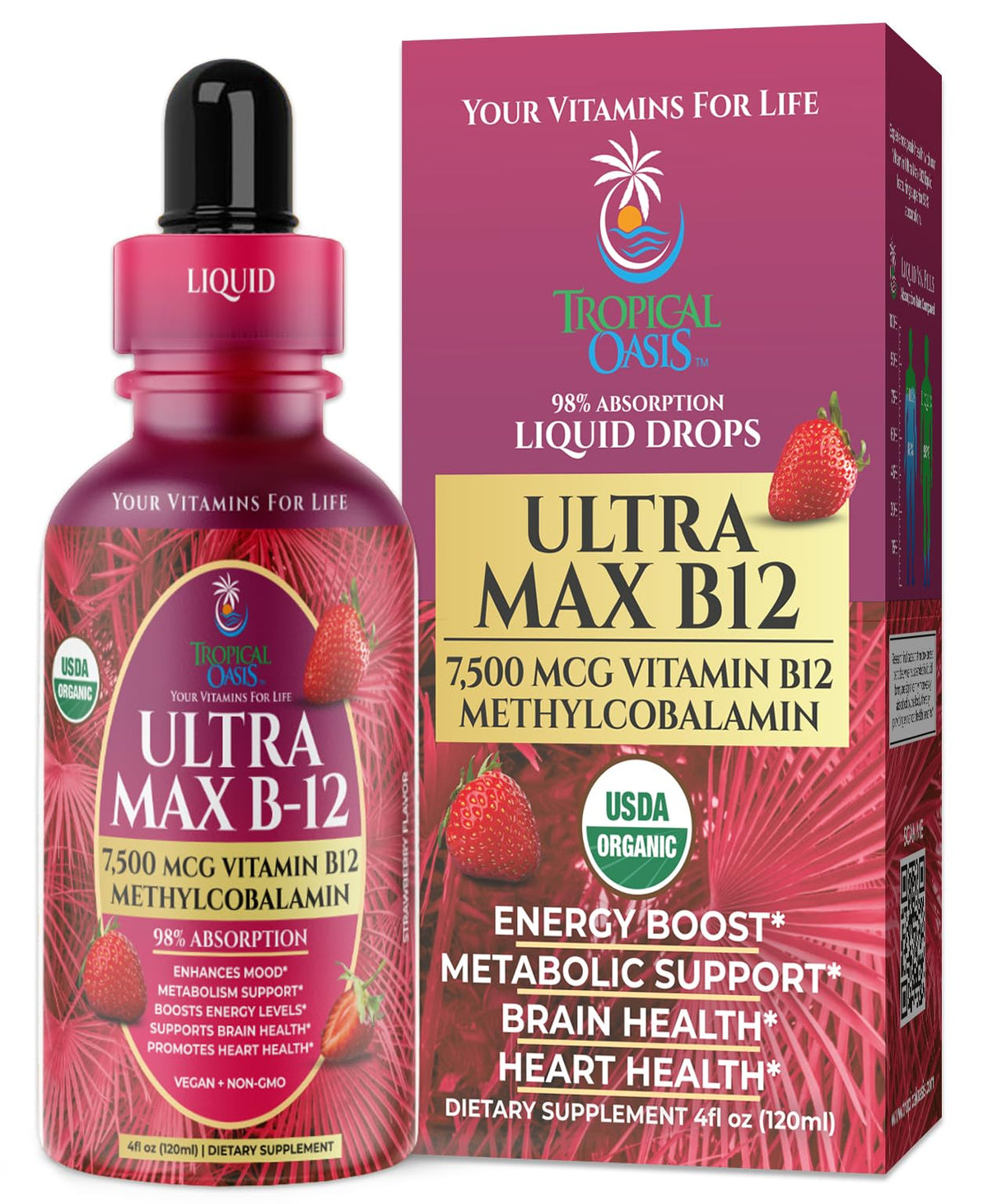 Tropical Oasis Ultra Max B12 5000mcg liquid drops front view