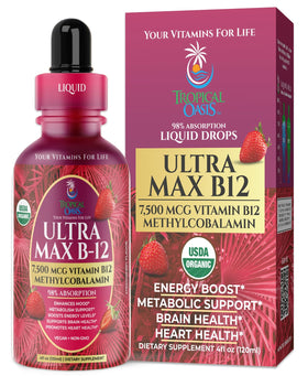 Tropical Oasis Ultra Max B12 5000mcg liquid drops front view
