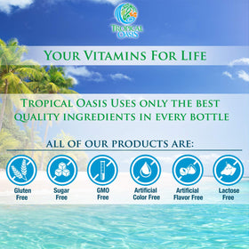 Tropical Oasis Ultra Max B12 5000mcg liquid drops with measuring spoon