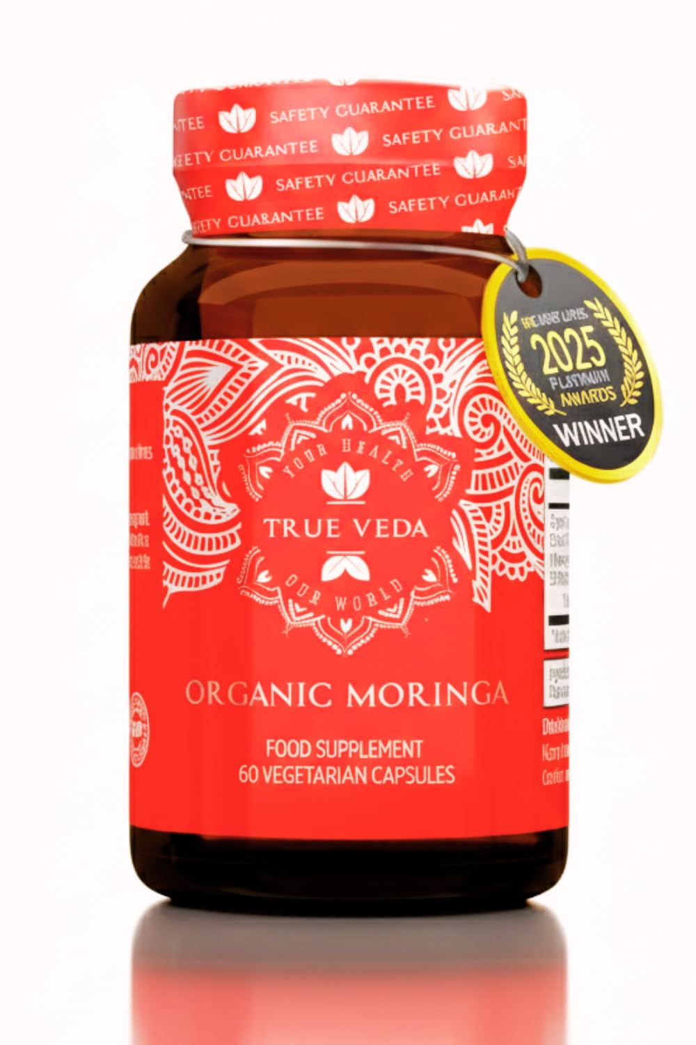 True Veda Organic Moringa Capsules bottle front view