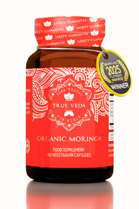 True Veda Organic Moringa Capsules bottle front view