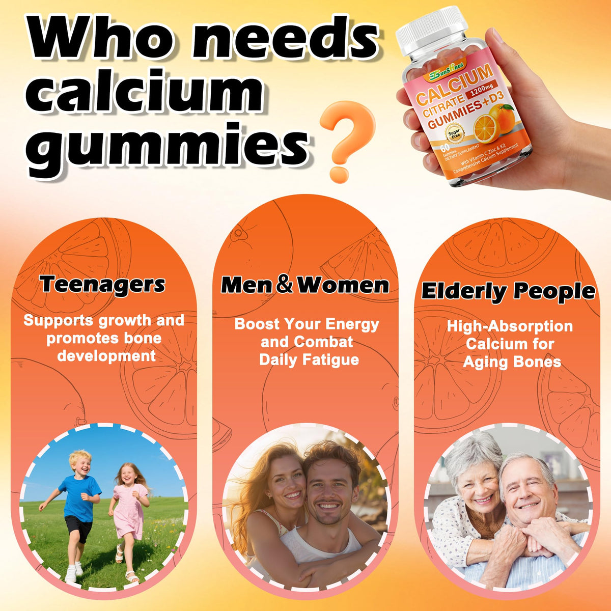tsunshnes Calcium Citrate Gummies on a wooden table