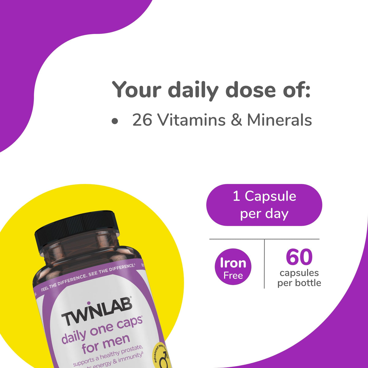 Twinlab Men's Daily One 60 count multivitamin capsules packaging