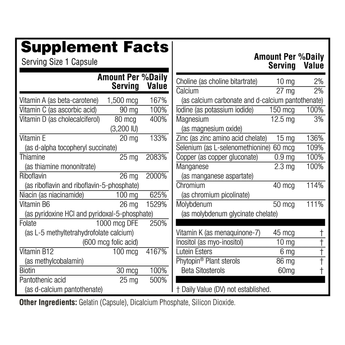 Twinlab Men's Daily One 60 count multivitamin capsules side view