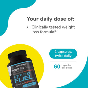Twinlab Ripped Fuel Extreme 60 Capsules back view