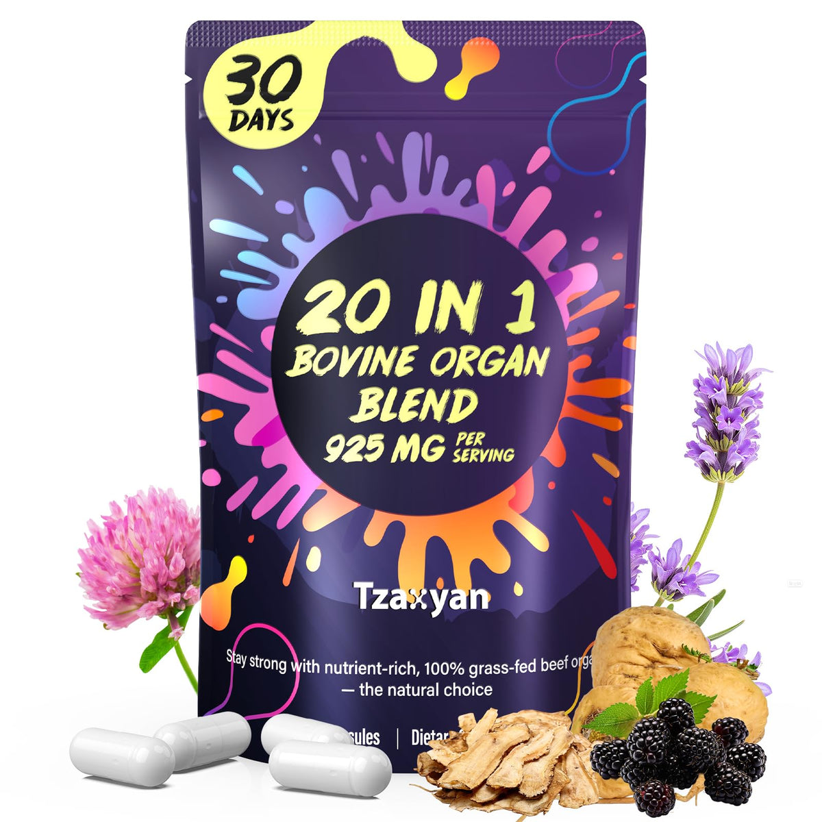 tzaxyan 20-In-1 Beef Organ Supplement for Women front view