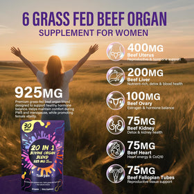 tzaxyan 20-In-1 Beef Organ Supplement for Women packaging