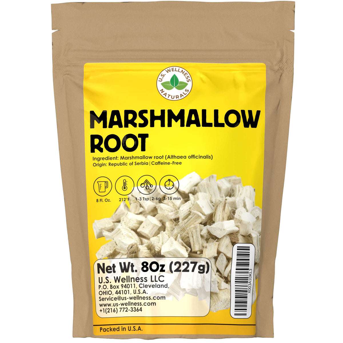 U.S. Wellness Naturals Marshmallow Root Herb 8 oz. package front view