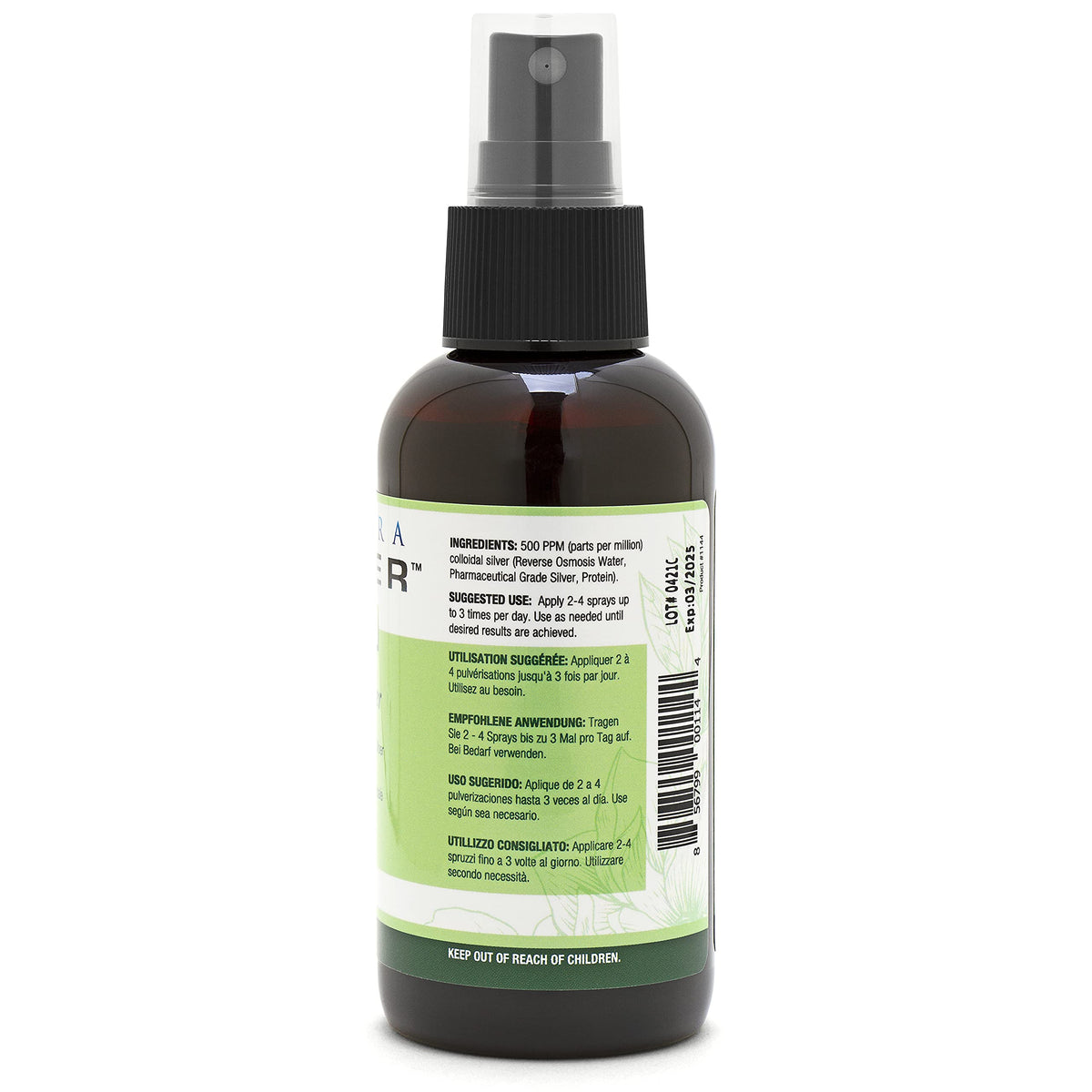 Ultra Silver Colloidal Silver Fine Mist Spray 500 PPM back view