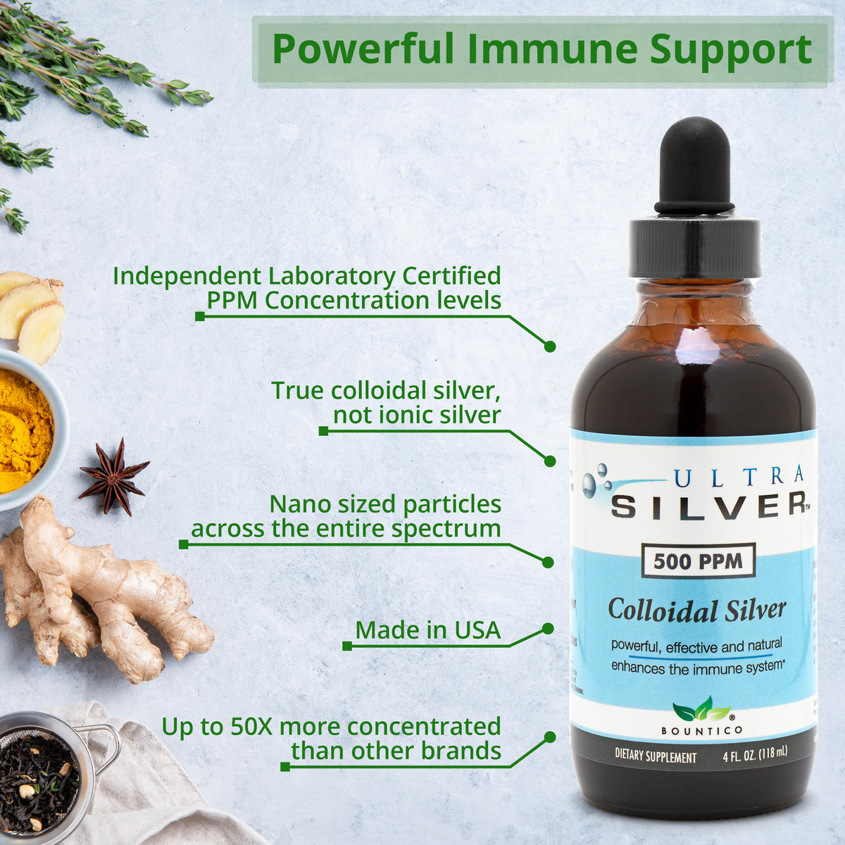 Ultra Silver Colloidal Silver Fine Mist Spray 500 PPM in lifestyle setting