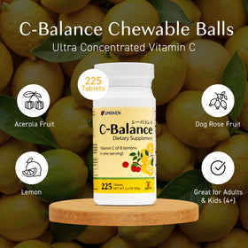 Umeken C-Balance Vitamin C Chewables side view showing chewable balls