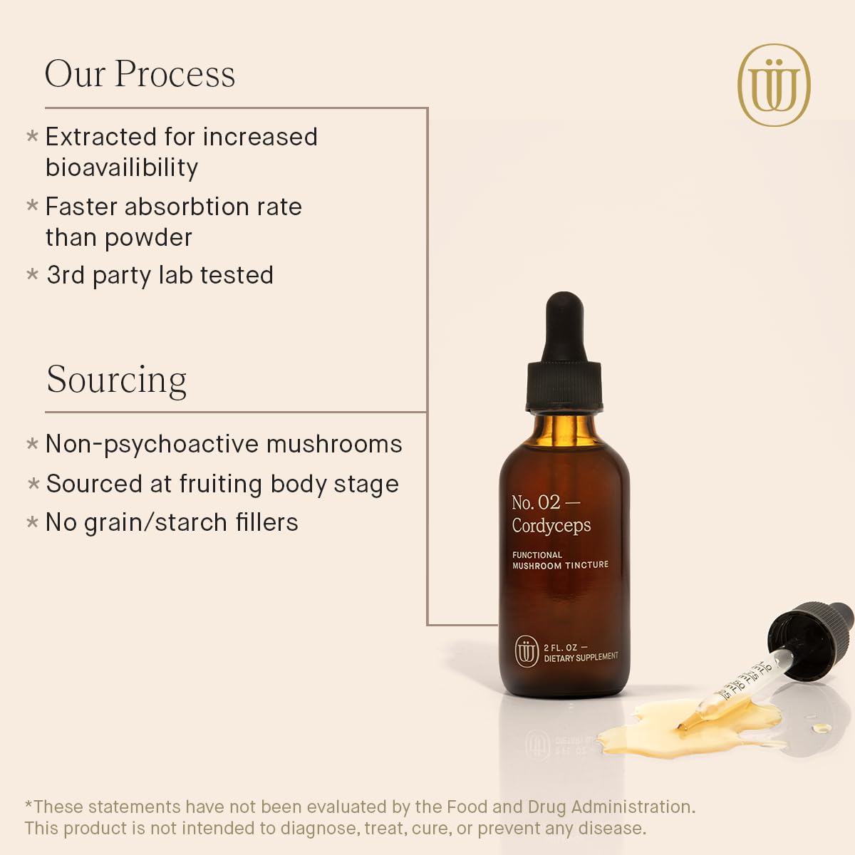 UPHORIC URTH Cordyceps Mushroom Extract Tincture bottle with ingredients