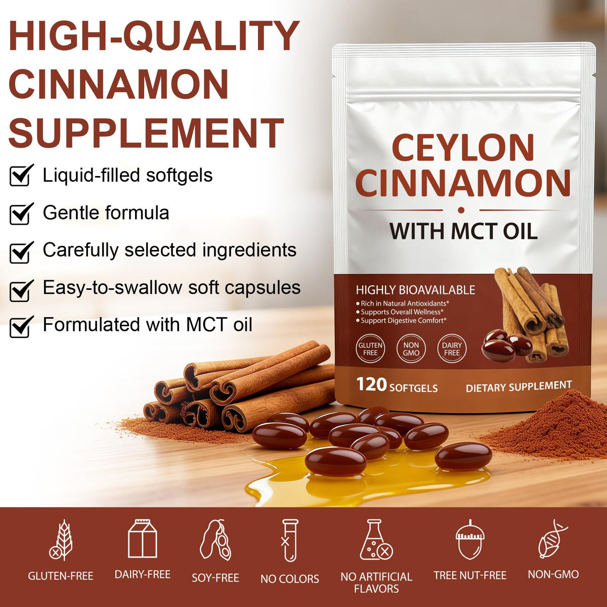 UXENPHXF Ceylon Cinnamon Capsules in hand for size reference