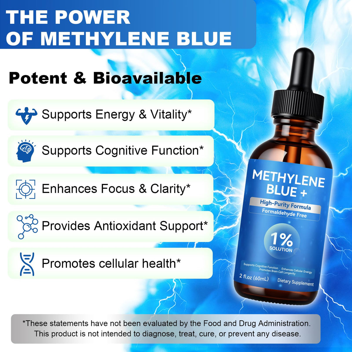 Vawcrn Methylene Blue Drops 2.0 Fl Oz with dropper