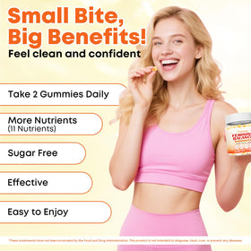 Vazatisi Sugar Free Feminine Balance Gummies in a bowl
