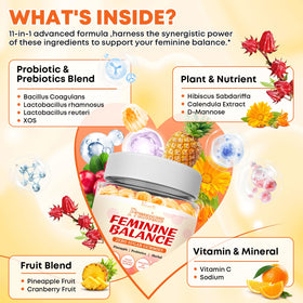 Vazatisi Sugar Free Feminine Balance Gummies packaging side view