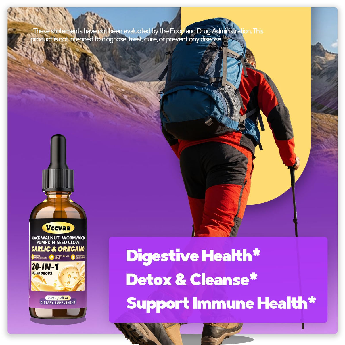 Vccvaa 20-in-1 Wormwood Black Walnut Cleanse 2 OZ ingredients list