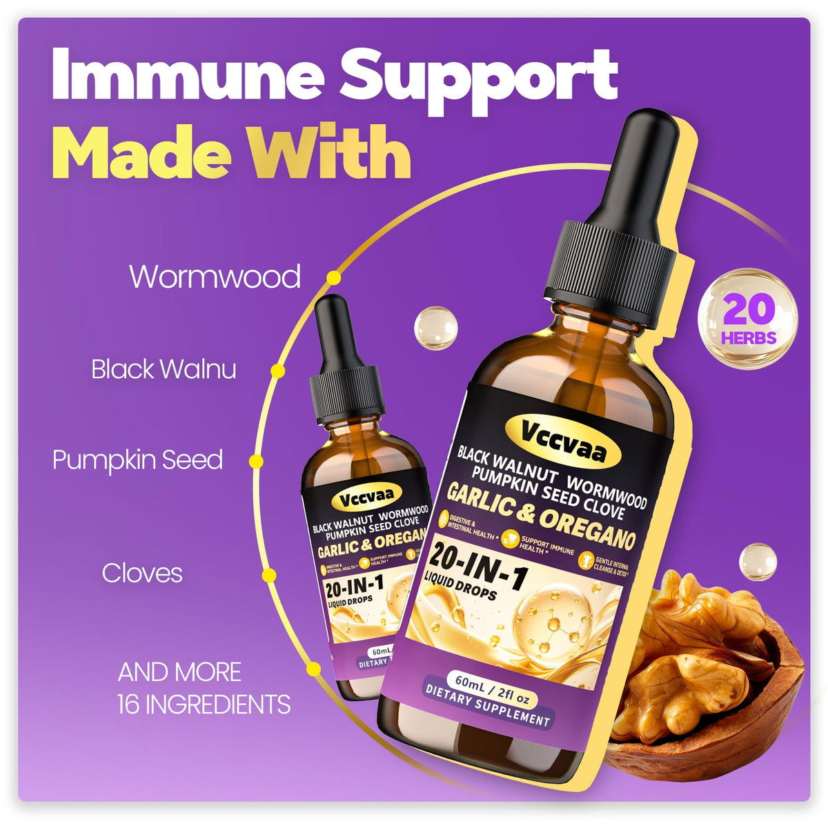 Vccvaa 20-in-1 Wormwood Black Walnut Cleanse 2 OZ side view