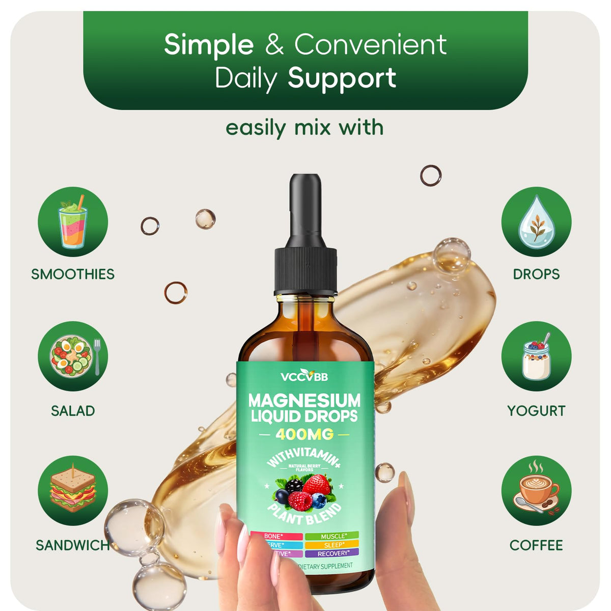 VCCVBB Magnesium Glycinate Liquid Drops packaging details