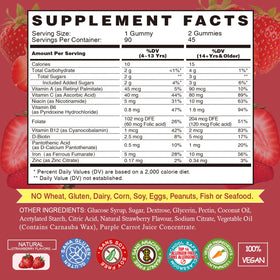 VEGEPOWER Iron Gummies displayed with fresh strawberries