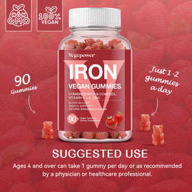 VEGEPOWER Iron Gummies nutritional information on the back