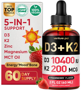 Venture Pal 5-in-1 Vitamin D3 K2 Drops bottle front view