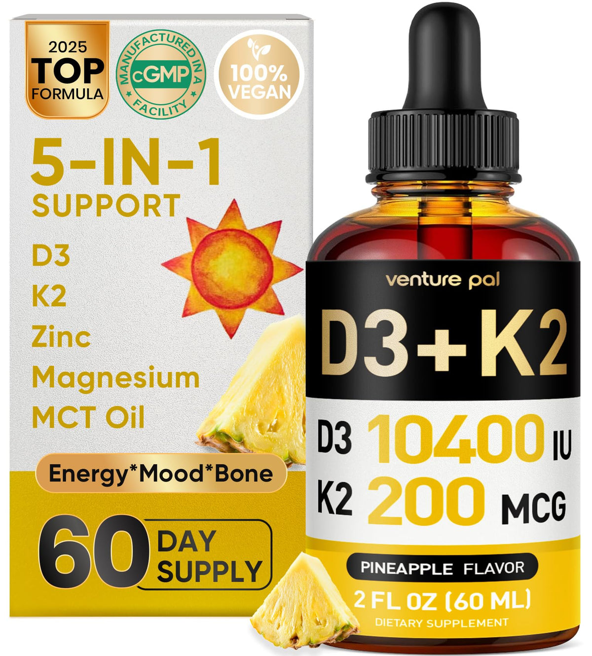 Venture Pal Vitamin D3 K2 Drops bottle front view