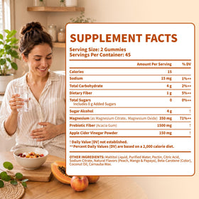 VEV Magnesium Citrate Gummies Peach Mango Papaya bottle side view