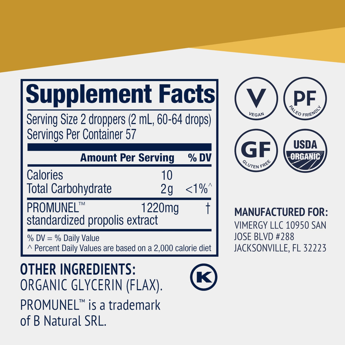 Vimergy PropolisPure® 115 mL lifestyle scene with glass of water